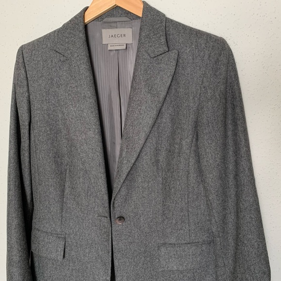 JAEGER Virgin Wool/Cashmere Blend Blazer Jacket Gray Size 8 - Picture 3 of 10